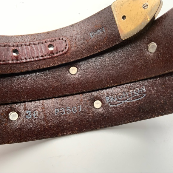 Brighton Brown Leather  Silver Stud Denver Diamond Belt. Men’s Size 36. - Picture 5 of 5
